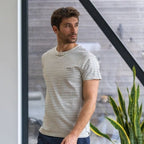 Camiseta de algodón orgánico de Rayas beige y negro