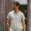 Camiseta de algodón orgánico de Rayas beige y negro