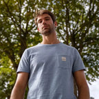 Camiseta Azul moteado de algodón reciclado en testimu.com de T'estimu Moda