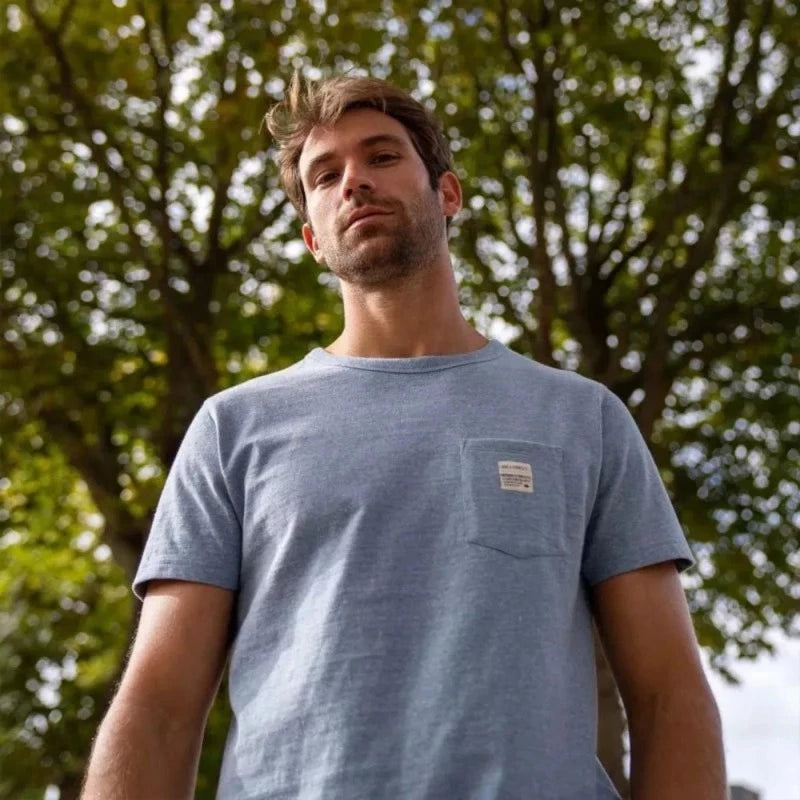 Camiseta Azul moteado de algodón reciclado en testimu.com de T'estimu Moda