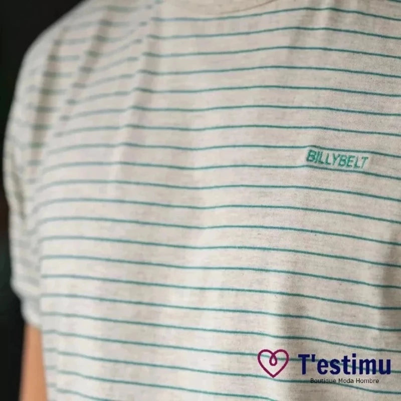 Camiseta de algodón orgánico de Rayas beige y verde en testimu.com de T'estimu Moda